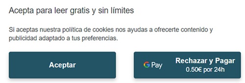 pagar por rechazar las cookies